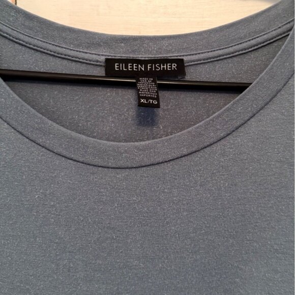 XL Eileen Fisher Blue Tencel Spandex Knit Tunic Top - Picture 2 of 5